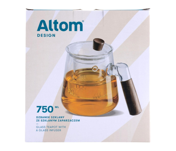 Altom Dzbanek szklany z zaparzaczem 750 ml drewniana rączka - 1611188 - zdjęcie 3
